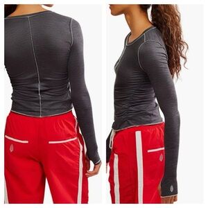 FP Movement Right On Run Long Sleeve Top Free People Womens Size Small Gray